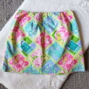 Lilly Pulitzer Vintage White Label Surf & Patch Skirt Sz 8 Preppy Resort